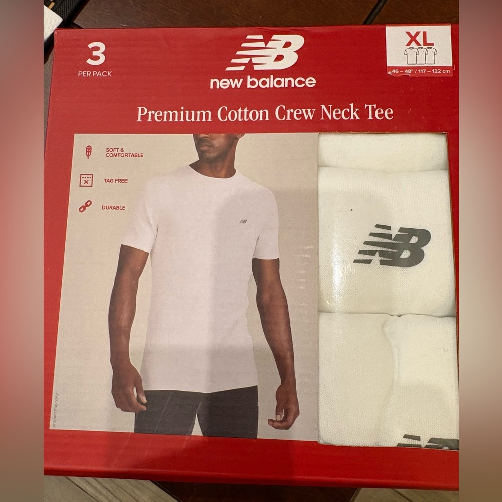 New Balance Red Crew Neck Tee with White Logo-NWT